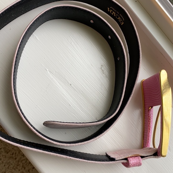 ESCADA pink suede and lizard embossed leather belt - Picture 3 of 7